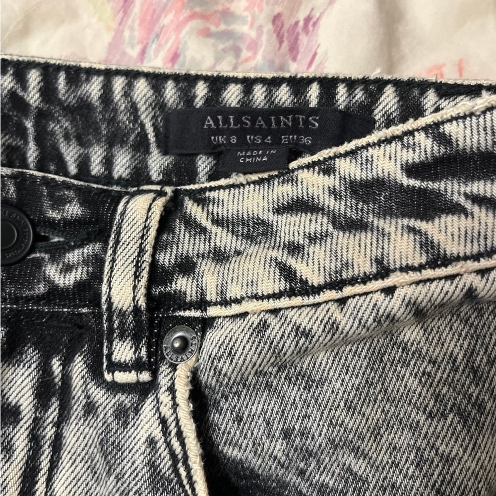 AllSaints Nara Pencil Skirt Denim Jean Black Acid Wash Vintage Inspired XS 0 2 4 - Picture 7 of 11